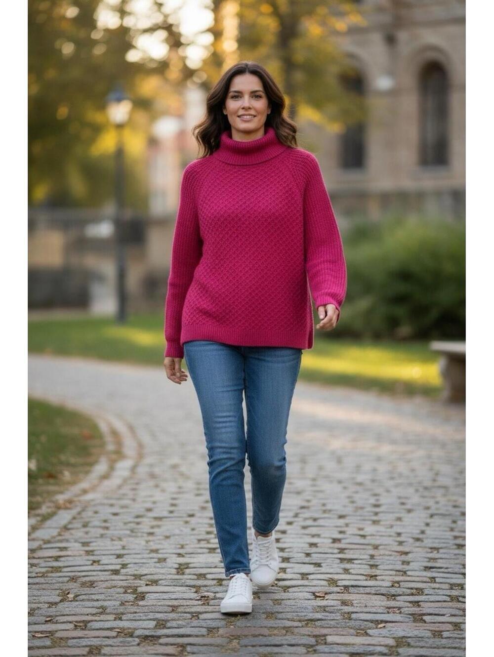 Talbots Sweater Women's Small Pink Turtleneck Long Sleeve Knit Cotton Blend